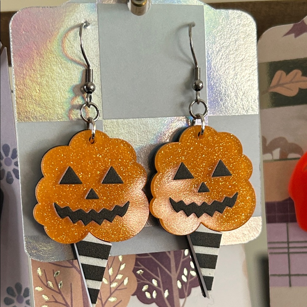 Halloween Pumpkin  cotton candy Earrings